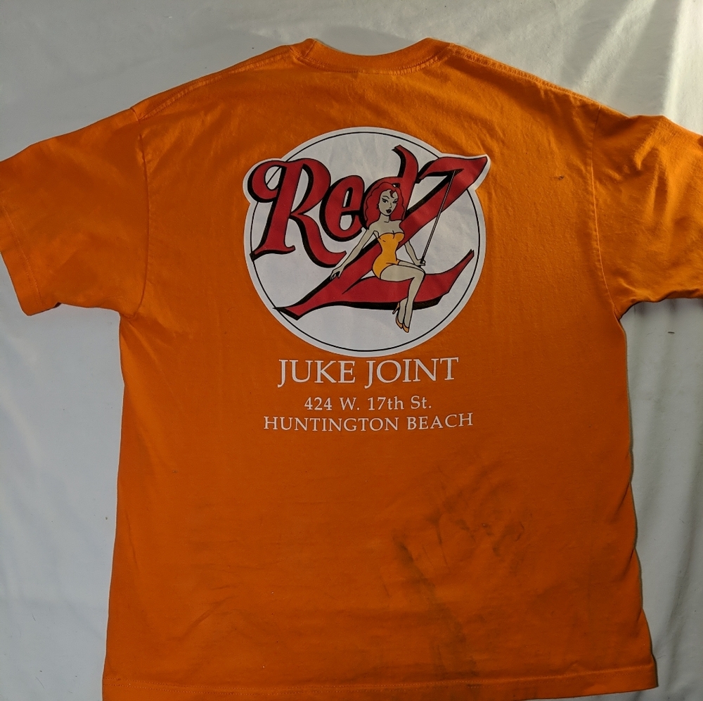 Vintage Orange Tee for Reds Juke Joint XL T Shirt, Huntigton Beach California